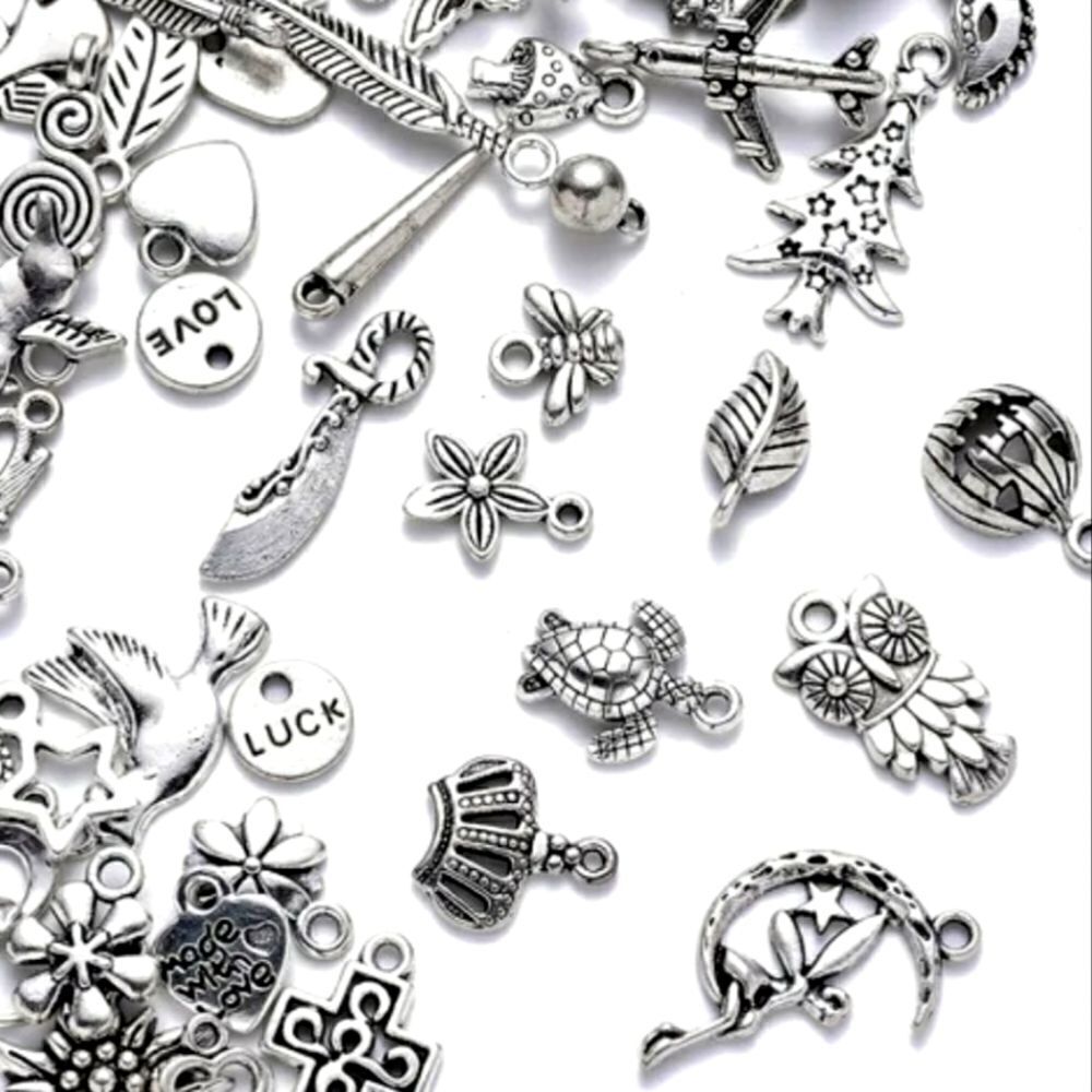 30 Pcs Necklace Bracelet Accessories Silver Tone Charms